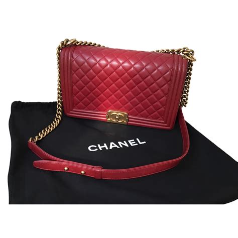 chanel large boy bag red|pre owned Chanel boy bag.